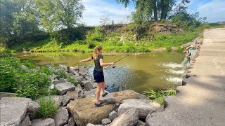 Are There ANY Fish In This FLOODED Rural SPILLWAY?? (HEAT WAVE)