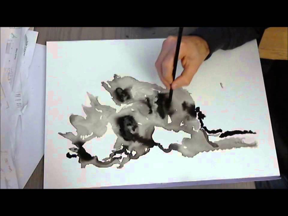 abstract portrait with india ink- full painting (encre de chine) 