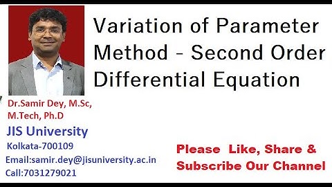 Variation of Parameter Method Second Order Differential Equation | Variation of Parameter Method