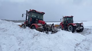 КИРОВЕЦ К-525 и К-739 пробиваемся к месту. Будни тракториста зимой.