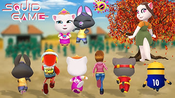 SQUID GAME FUNNY~🚩🚦🤣Talking Tom Gold Run, Subway Surfer, Tom Hero, Minion Rush, Subway Princess