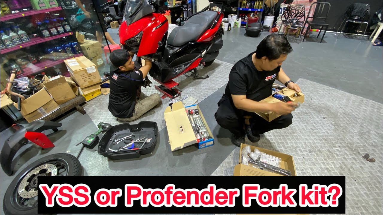 Установка комплекта вилки на мой Xmax 300. YSS или Profender?