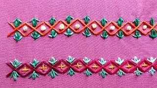 Amazing Hand Embroidery Border Design. New Embroidery Stitch.