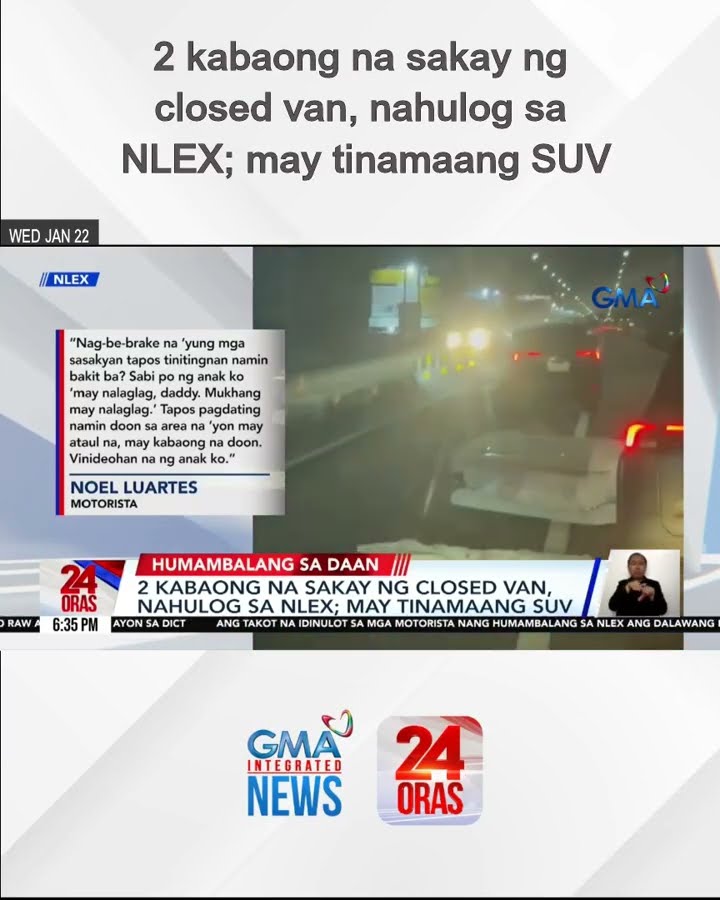 2 kabaong na sakay ng closed van, nahulog sa NLEX; may tinamaang SUV | 24 Oras