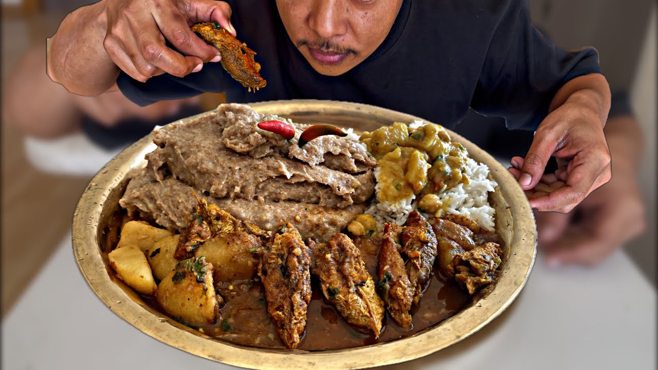 Fry Fish Potato Curry with Dhido | BIG BITE