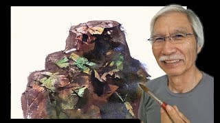 Eng sub] Watercolor Tutorial | How to paint Rocks Watercolor