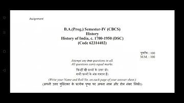 B.A.(Prog.) Semester-IV (CBCS) || History of India, c. 1700-1950 (DSC) (Code 62314402) Answers No. 3