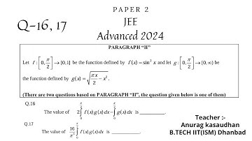 JEE Advanced 2024 Math Paper 2 (Q 16 ,17) solution | IIT JEE  | #jeeadvanced2024  #projecteducation