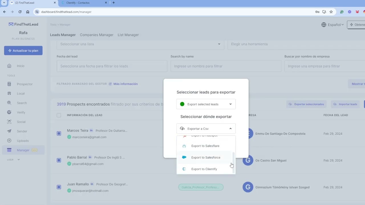 Cómo integrar Clientify en Findthatlead? | FindThatLead Help Station