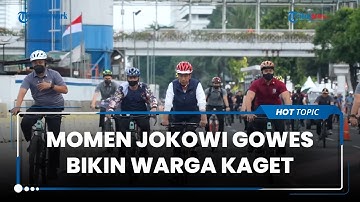 Momen Jokowi Gowes Sepeda di Kawasan CFD Jakarta, Warga Kaget & Antusias hingga Berebut Foto