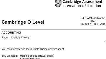 7707/12 MAY/JUNE-2020 Accounting O Levels Paper 1 Multiple Choice