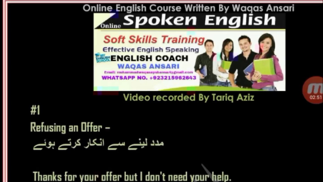 Expressions - How to decline a help offer politely! Effective English Speaking Course Part #1