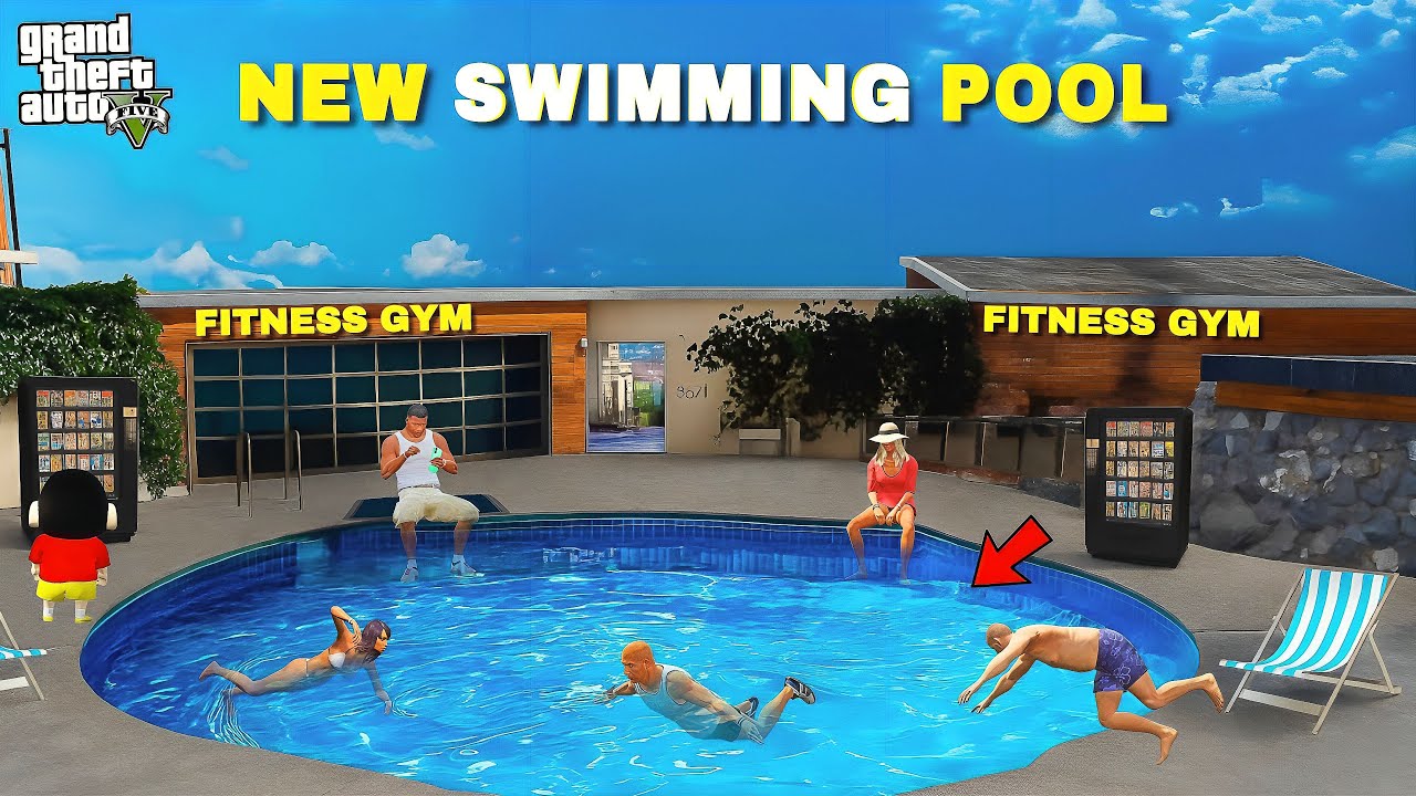 GTA V Franklin Opened New Swimming Pool In His New GYM With Shinchan 