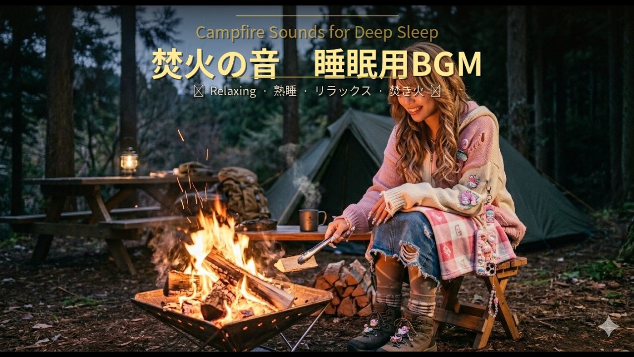 【睡眠用BGM】焚火の音 2時間 🔥 雑念が消えて自然に眠れる | Campfire ASMR