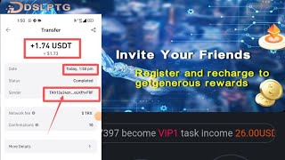 Welcome to DSLPTG New Earning platform earn USDT income Daily live prof Register now and get reward