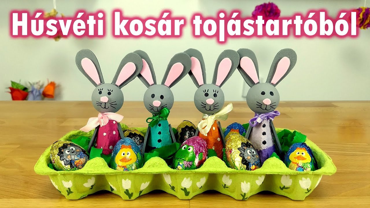 Húsvéti kosár tojástartóból 🐰 | Húsvéti dekoráció | Manó kuckó - YouTube