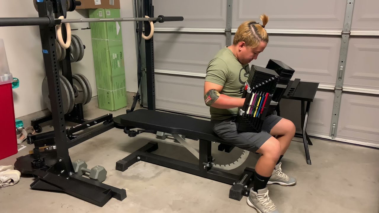 Powerblock 90 lb dumbbell press for 6 reps at 145 lb bodyweight