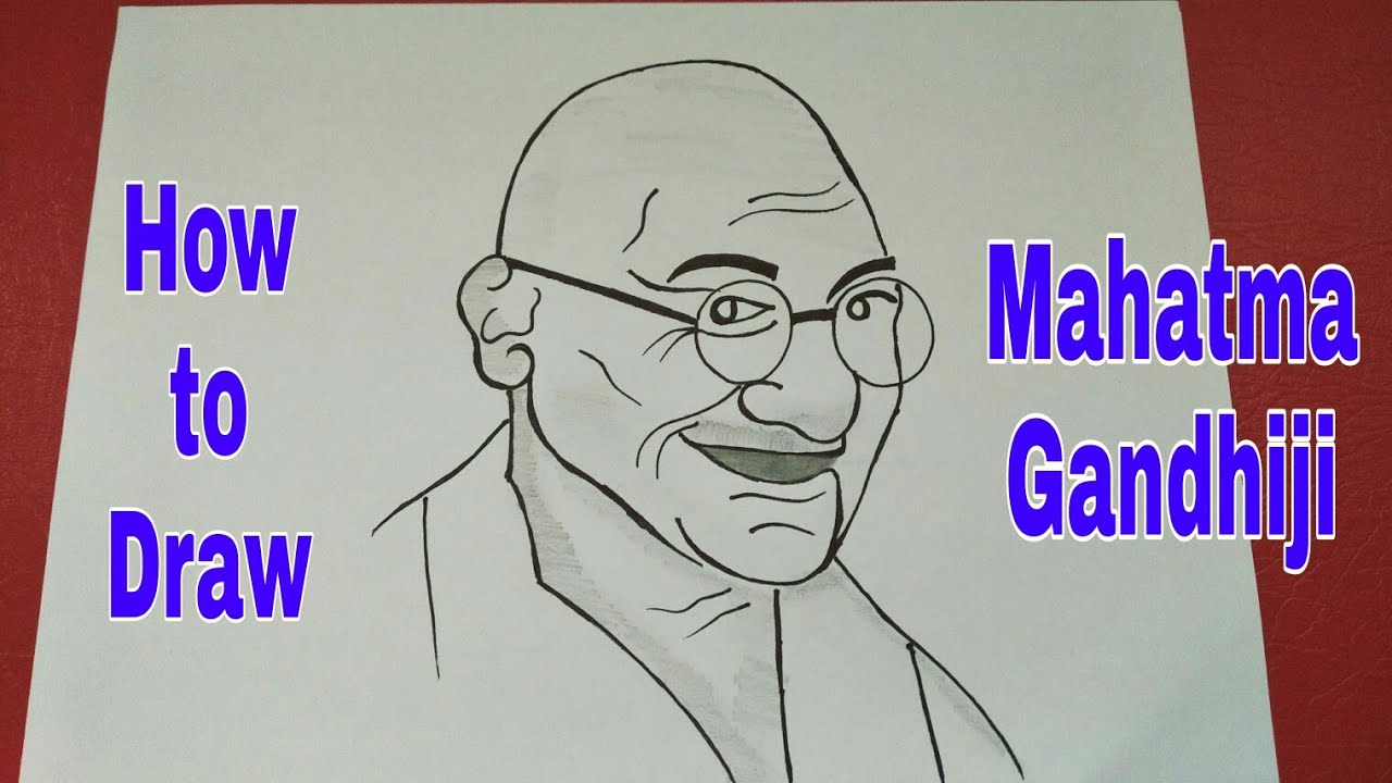 Cartoon How To Draw Mahatma Gandhi Face Sketch Step By Step for Kindergarten