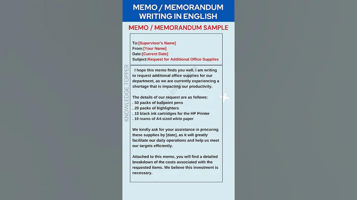 Memo Writing in English | Memorandum Writing in English | Memo Format - Sample - Example