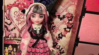 MONSTER HIGH SKULLTIMATE SECRETS FEARIDESCENT DRACULAURA DOLL REVIEW AND UNBOXING