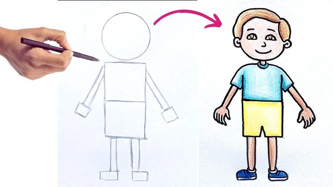 Como desenhar uma pessoa fácil passo a passo / how to draw an easy person 