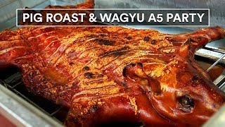 How to Roast a Pig! GUGA'S BBQ PARTY  Wagyu, DryAge Steaks, Crispy Skin