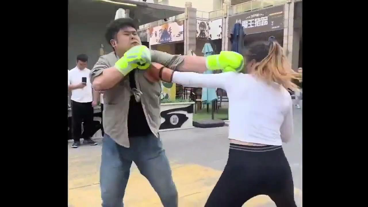 Trained Woman VS Untrained Man Boxing Match On The Street YouTube