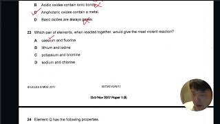 2017 O level Chem P1 Q23
