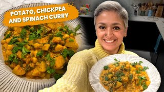 The easiest curry  POTATO CHICKPEA SPINACH curry | Healthy and Delicious and ready in 30 minutes