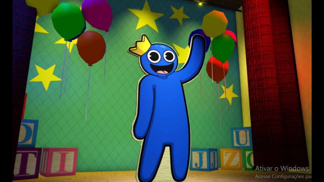 Máscara Babão Azul Infantil Rainbow Friends Roblox