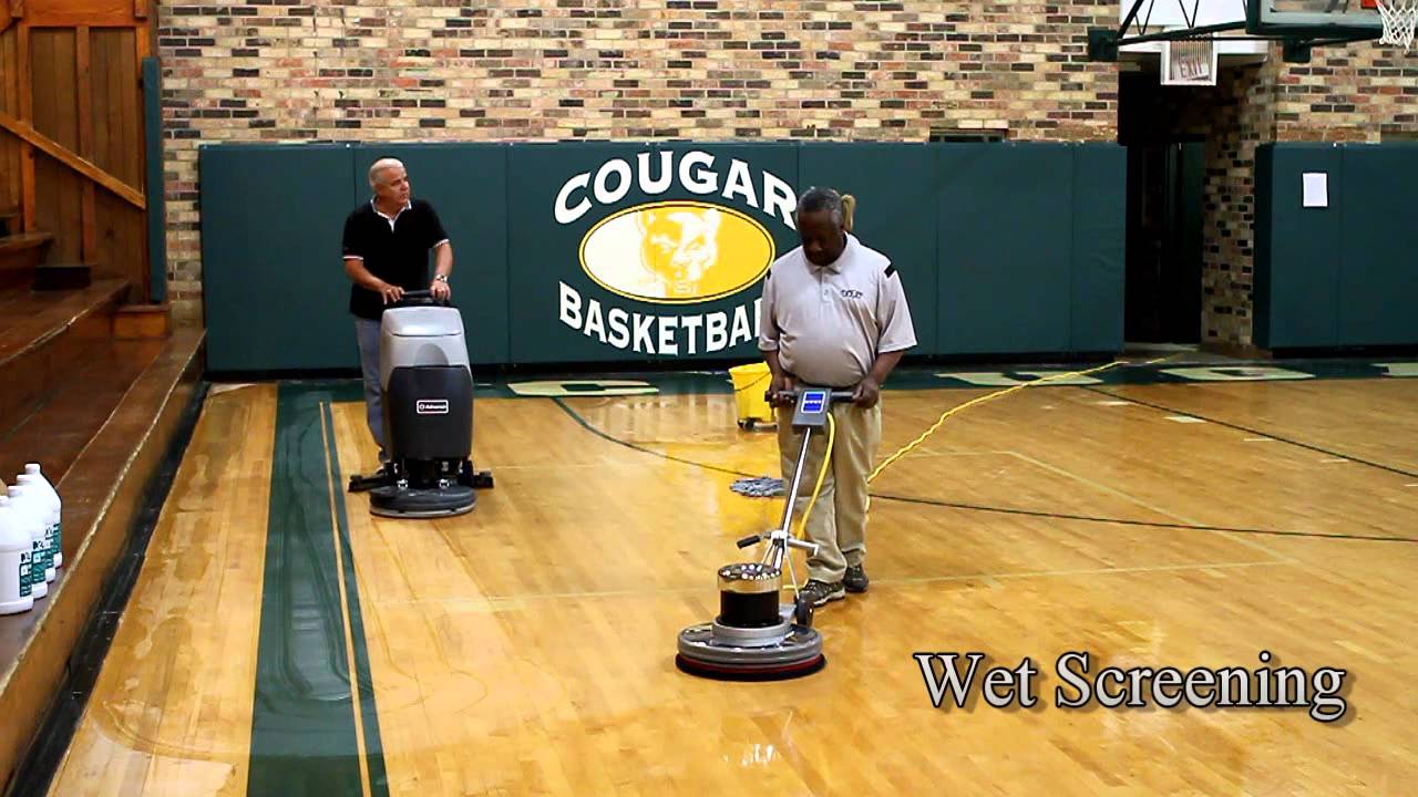 Fuqua Property Maintenance How We Screen And Recoat A Wood Gym