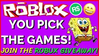 Live Join The Robux Giveaway Viewers Pick The Games Roblox Stream - robloxrss at robloxrss twitter