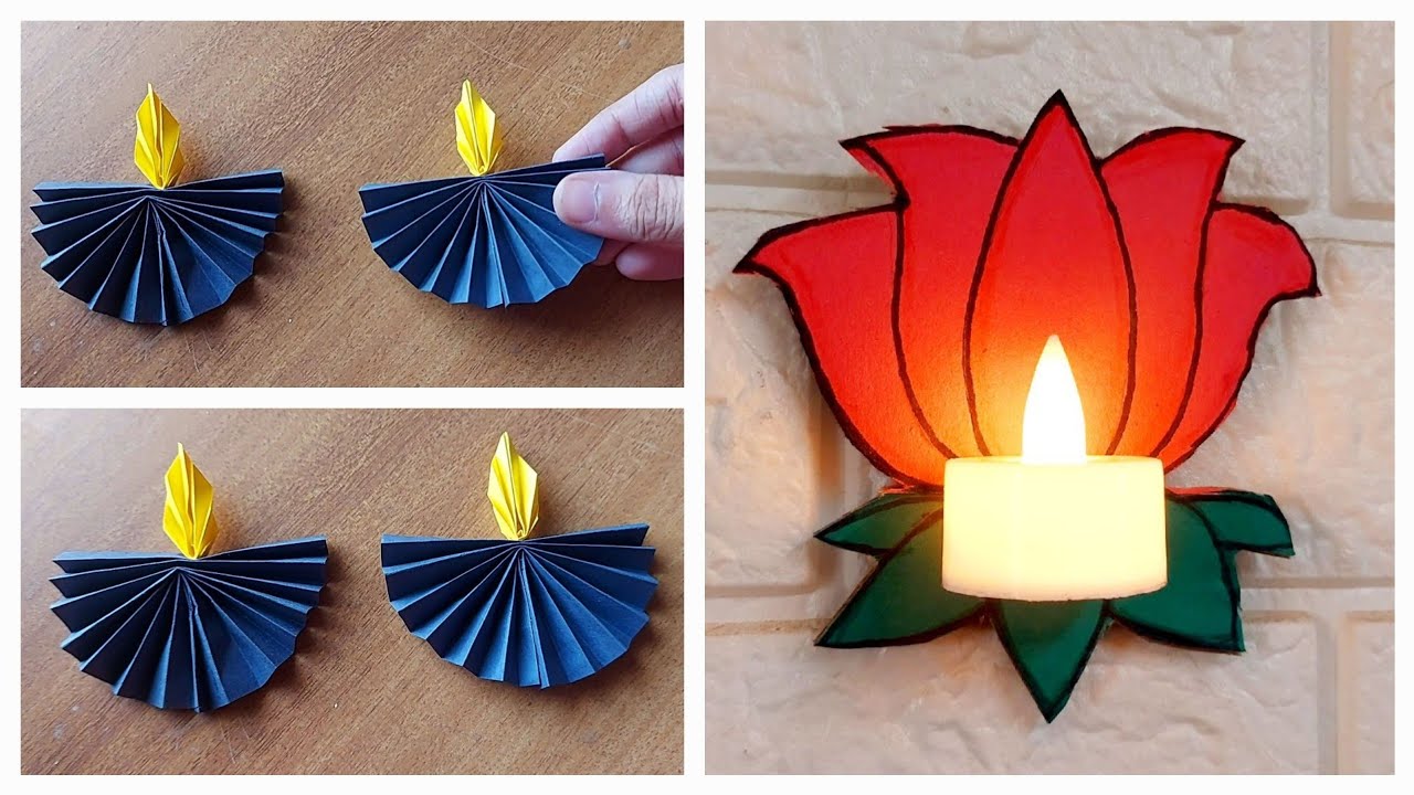 Lotus tealight candle holder | paper diya 🪔| diwali special home decorating ideas 💡| origami | diy