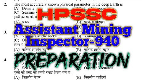 HPSSC Assistant Mining Inspector 940 Preparation II Mining Inspector Important Question