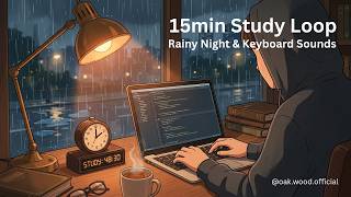 🌧️ 15 MIN STUDY LOOP – Rainy Night in the City | Keyboard Sounds for Focus & Deep Work ⌨️ screenshot 2