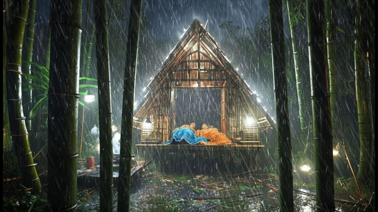 Кемпинг во время сильнейшего ливня // Борьба за строительство убежища во время шторма ⛈️