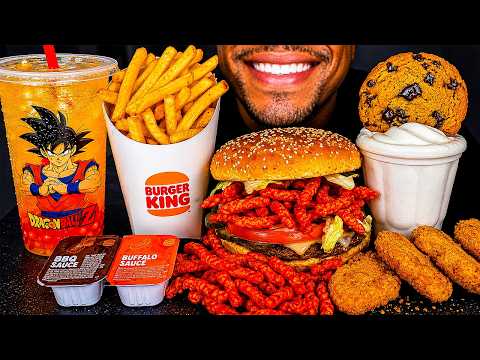 ASMR BURGER KING IMPOSSIBLE WHOPPER CHEETOS NUGGETS ICE CREAM COOKIE MUKBANG JERRY EATING NO TALKING