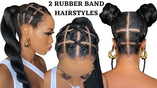 🔥2 QUICK & EASY RUBBER BAND HAIRSTYLES ON NATURAL HAIR / TUTORIALS / Protective Style / Tupo1