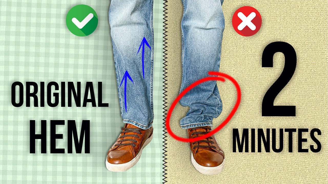 Shorten Your Jeans In 2 Minutes! (PRO TAILORING TUTORIAL) - YouTube