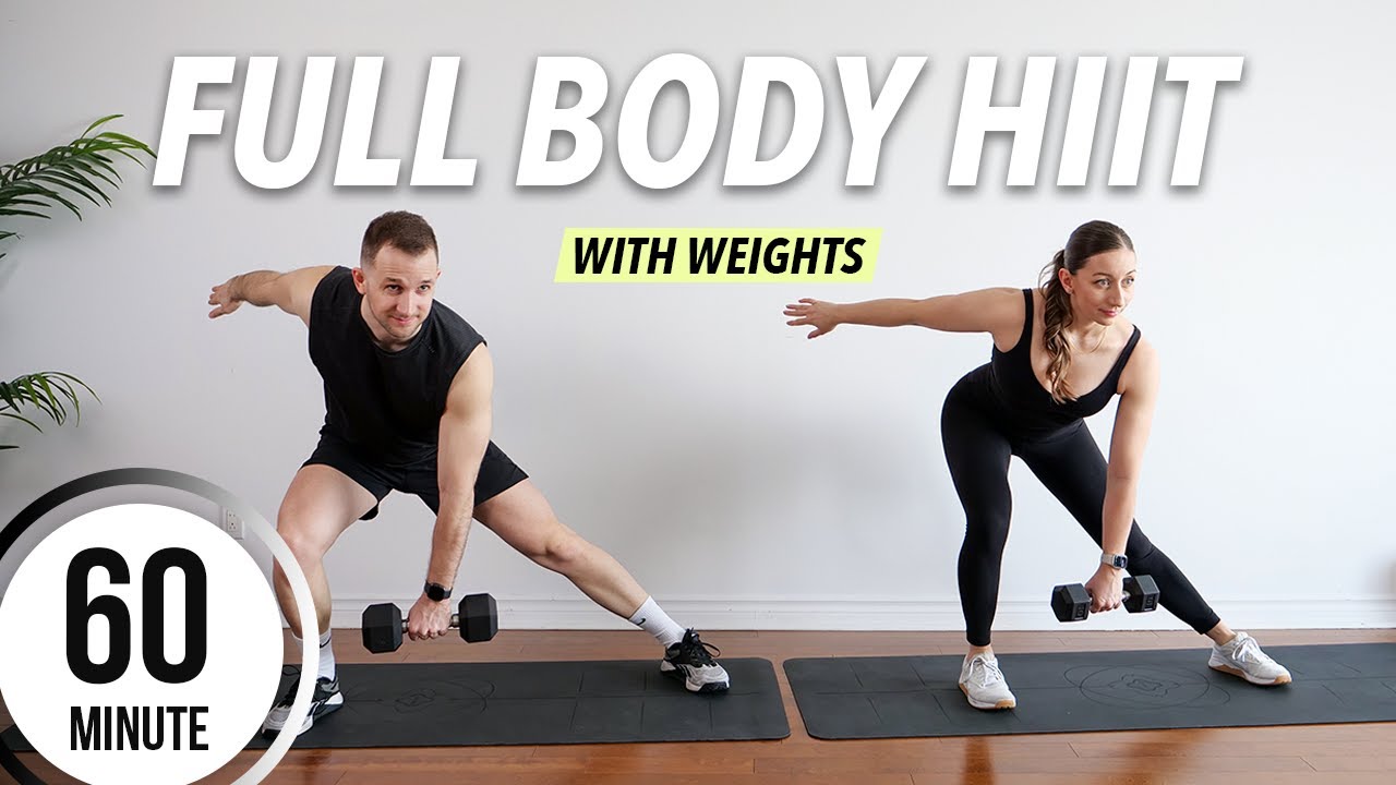 1 HOUR FULL BODY HIIT WORKOUT with Weights at Home [Strength & Cardio ...