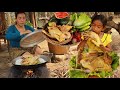 Mother Bound chicken with salt for special recipe- Cooking chicken for eating delicious