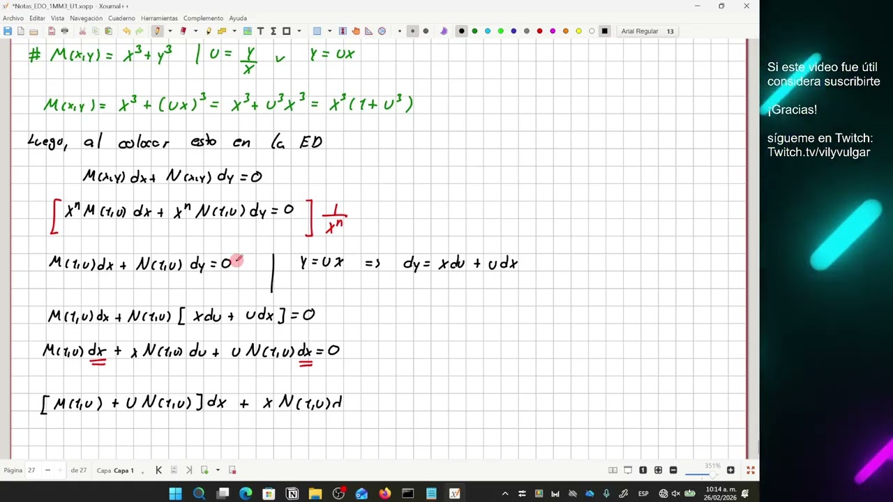 EDOMM 2.6p2 Ecuaciones diferenciales homogeneas