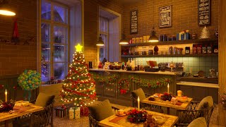 Cozy Christmas Coffee Shop Ambience with Smooth Christmas Jazz Music, Cafe Sounds and Snowfall