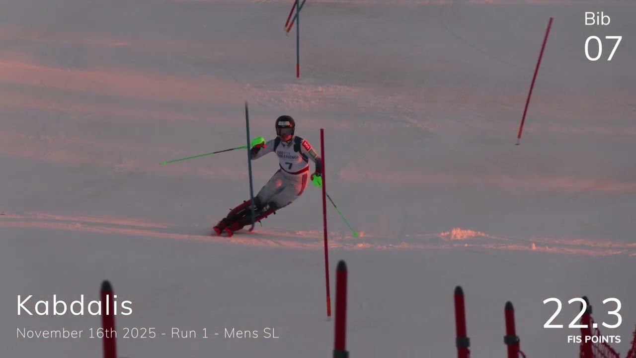 IR Kabdalis Men's SL FIS Race Nov16 2025 Run 1 - Top 15 by Points