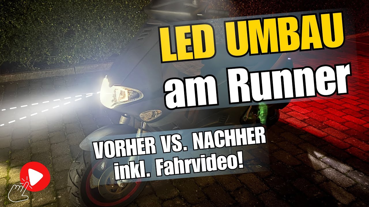 Gilera Runner FX/R 50 /125 /180 LED-Scheinwerfer OSRAM 6000K - Krasser Unterschied – Vorher/Nachher!