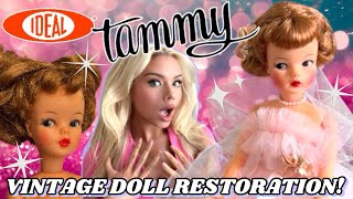 DOLL RESTORATION! IDEAL TAMMY DOLL! BARBIE CLONE? SEWING FOR VINTAGE DOLLS! HOW TO REPAINT!