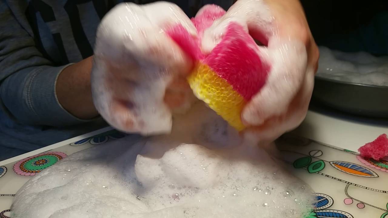 ASMR fabric and sponge scratching , destroying soapy sponge part. 2