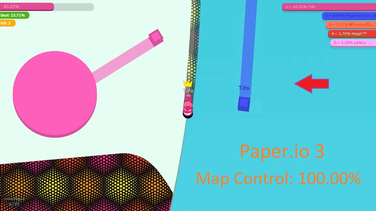 Paper.io 3 All Map Control: 100.00% [Tifo]