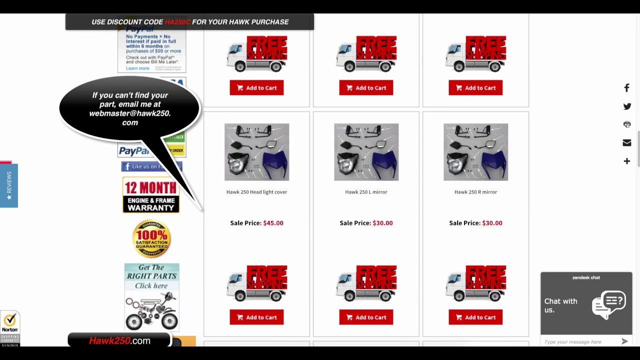 Hawk 250 Stock OEM Parts For Sale YouTube