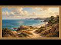 Golden Coastal Escape 🌊 Cliffside Cottage & Sunny Beach View | TV Art Screensaver